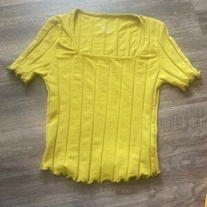American Eagle Square-Neck Ribbed lettuce hemmed Top